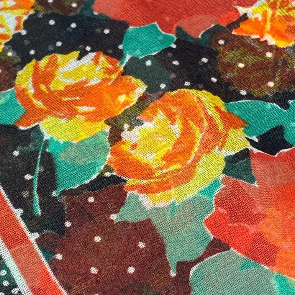 Italian Cinzia Fiori for Tie Rack Poppy and Rose Scarf